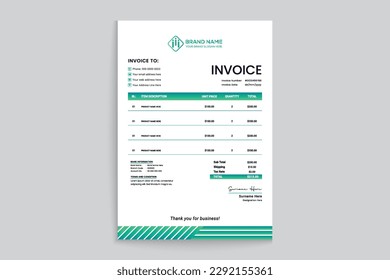 Elegant professional invoice template design