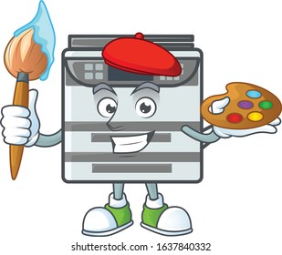 An elegant professional office copier painter mascot icon with brush