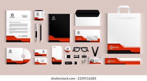 elegant professional office stationery template in collection vector