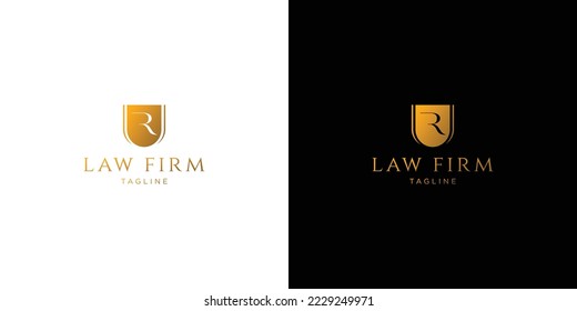 elegant and professional R logo design for law firm	