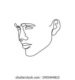 Elegant profile continuous line art. Modern minimalist art. Attractive facial features. Aesthetic contour. Avant garde style illustration