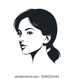 Elegant Profile Silhouette of a Woman with Long Hair