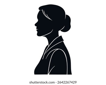 Elegant Profile Silhouette of a Woman, silhouette of a woman, perfect for representing professionalism, elegance, or quiet strength. silhouette, elegant, professional, business, businesswoman, fashion