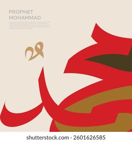 Elegant Prophet Mohammad Arabic calligraphy artwork creates a peaceful and modern representation Perfect for cultural, religious, and design projects.