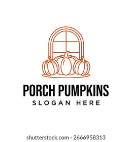 Elegantes Kürbis-Logo-Design mit einem Fenster, perfekt für Herbst, Erntefeste, Thanksgiving, Halloween-Dekor, Bio-Bauernmarken oder saisonale Marktpromotionen