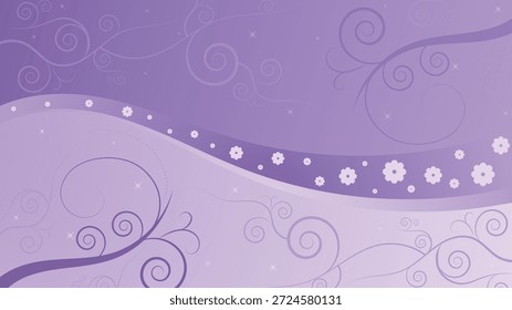 Elegante fondo abstracto púrpura con curvas fluidas suaves remolinos florales y destellos suaves ideales para invitaciones de Fondos de pantalla carteles presentaciones de Anuncios y diseños modernos creativos