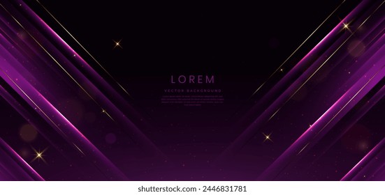 Elegante fondo púrpura con línea diagonal púrpura y brillo de efecto de iluminación. Diseño de Plantilla de lujo. Ilustración vectorial