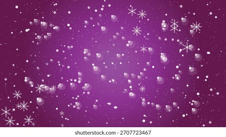 Elegante fondo púrpura con nieve caída y efecto bokeh para ocasiones festivas Vector