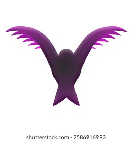 Elegant purple bird silhouette with wings spread, looks mysterious and graceful. Suitable for fantasy designs or unique graphic elements.