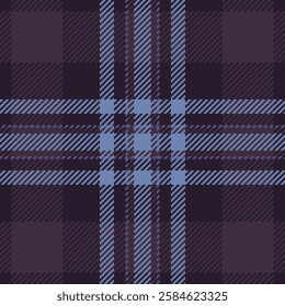 Elegant purple and blue plaid pattern.  Perfect for textile design, apparel, websites, or as a stylish background. This seamless texture evokes feelings of sophistication and warmth.