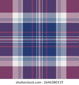 Elegante padrão xadrez roxo e azul.  Perfeito para design têxtil, vestuário ou fundos do site.  A textura sutil acrescenta interesse visual.  Evoca sentimentos de calor e sofisticação.
