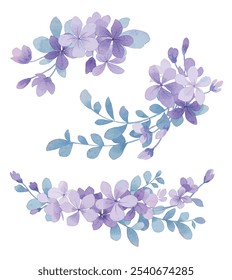 Ilustração de design de buquê roxo elegante