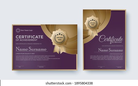 Elegant purple certificate award template