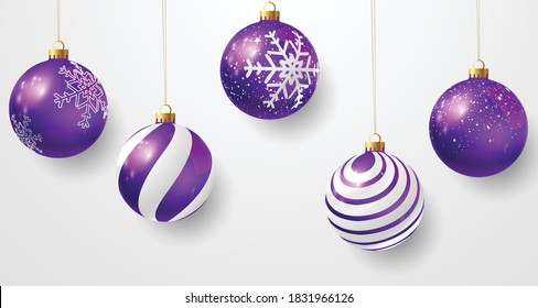 Elegant purple christmas ball For decorating Christmas Day at the New Year