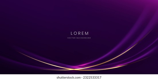 Elegant purple curved line on purple background with lighting effect and with copy space for text. Luxury design style. Vector illustration