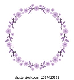 Elegant Purple Floral Wreath Vintage Botanical Frame