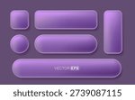 Elegant purple glass UI elements and buttons set. Ideal for clean web and app design projects. Vector illustration