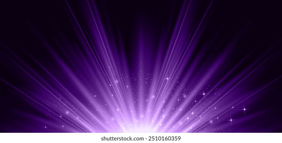 Elegant purple light ray on black background with lighting effect and sparkle. Luxury design style. Vector illustration