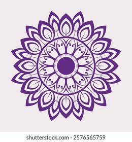 Elegant Purple Mandala Design with Intricate Floral Patterns, vector illustration, geometric pattern