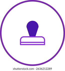 Elegant purple rubber stamp icon encircled, symbolizing approval and validation