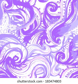 Elegant purple  seamless pattern painted with watercolor 