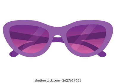 Elegant purple sunglasses with soft oval shape and gradient lenses in clean flat cartoon style.