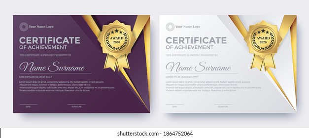 Elegant purple and white certificate award template