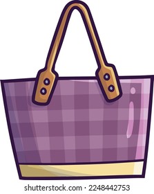 Elegant purple woman purse cartoon illustration