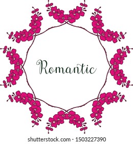 Elegant purple wreath frame, for template of cute romantic. Vector
