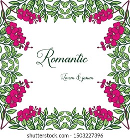 Elegant purple wreath frame, for template of cute romantic. Vector