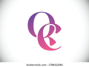 Elegant QC initial logo design concept with gradient color and clean style for branding