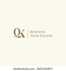 Elegant QK letter mark monogram logotype. Letter QK minimal logo design vector icon symbol illustration