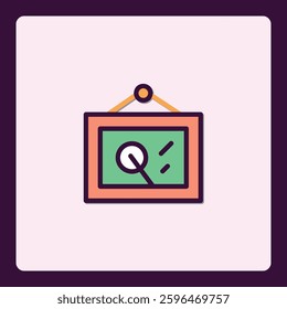 Elegant question icon, hanging on the wall, offering space for inquiries