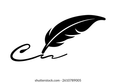 An elegant quill pen creating a trail in the sky, symbolizing literature and the creative process for World Book and Copyright Day