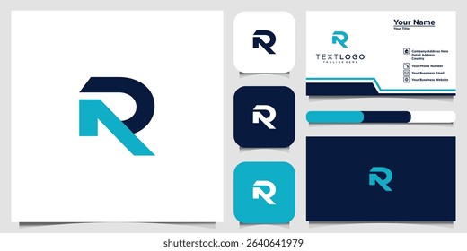 Elegant R Letter Initial Logo with Business Card Mockup Presentation