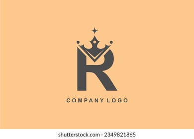 Elegant R letter logo with crown. Modern royal style. monogram design element. beautiful calligraphy. Emblem for book, company, business, brand, business card, Restaurant, Boutique, Hotel, etc.