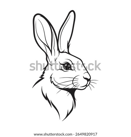Elegant Rabbit Head Profile - Cute Hare Vector Outline Art