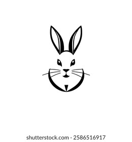 Elegant Rabbit Minimalist Design: Black and White Bunny Logo, Perfect for Branding and Nature-Inspired Projects