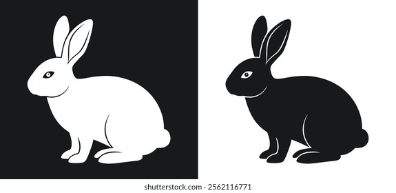 Elegant rabbit silhouette in black and white