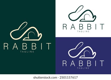 Elegant rabbit simple minimalist line art logo icon template vector illustration design