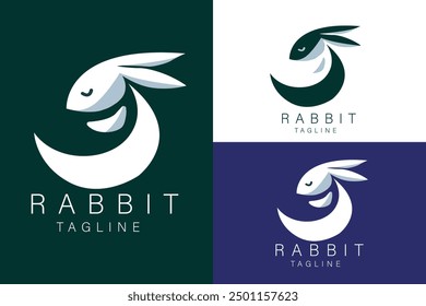 Elegant rabbit simple minimalist line art logo icon template vector illustration design