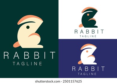 Elegant rabbit simple minimalist line art logo icon template vector illustration design