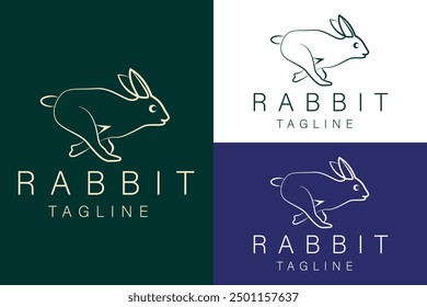 Elegant rabbit simple minimalist line art logo icon template vector illustration design