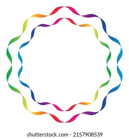 Elegant rainbow ribbon frame for invitations, celebrations and social media posts. 