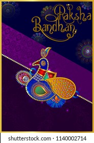 Elegant Rakhi for Brother and Sister bonding in Raksha Bandhan festival from India in vector greeting background