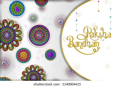 Elegant Rakhi for Brother and Sister bonding in Raksha Bandhan festival from India in vector greeting background