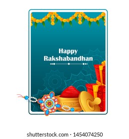 Elegant Rakhi for Brother and Sister bonding in Raksha Bandhan festival from India in vector greeting background