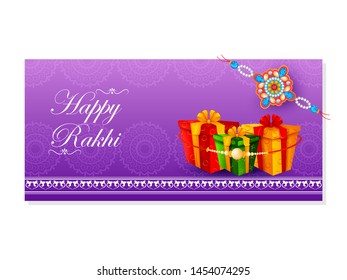 Elegant Rakhi for Brother and Sister bonding in Raksha Bandhan festival from India in vector greeting background