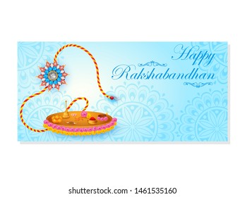 Elegant Rakhi for Brother and Sister bonding in Raksha Bandhan festival from India in vector greeting background