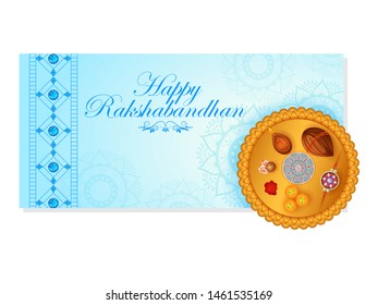 Elegant Rakhi for Brother and Sister bonding in Raksha Bandhan festival from India in vector greeting background